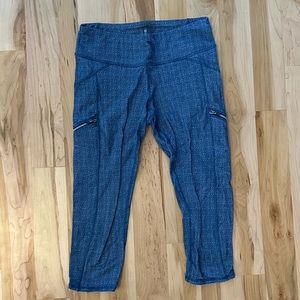 Athleta blue side zip crop leggings. Size M. Blue